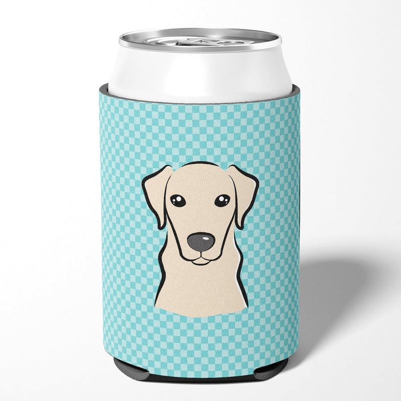 Checkerboard Blue Yellow Labrador Can or Bottle Hugger BB1160CC