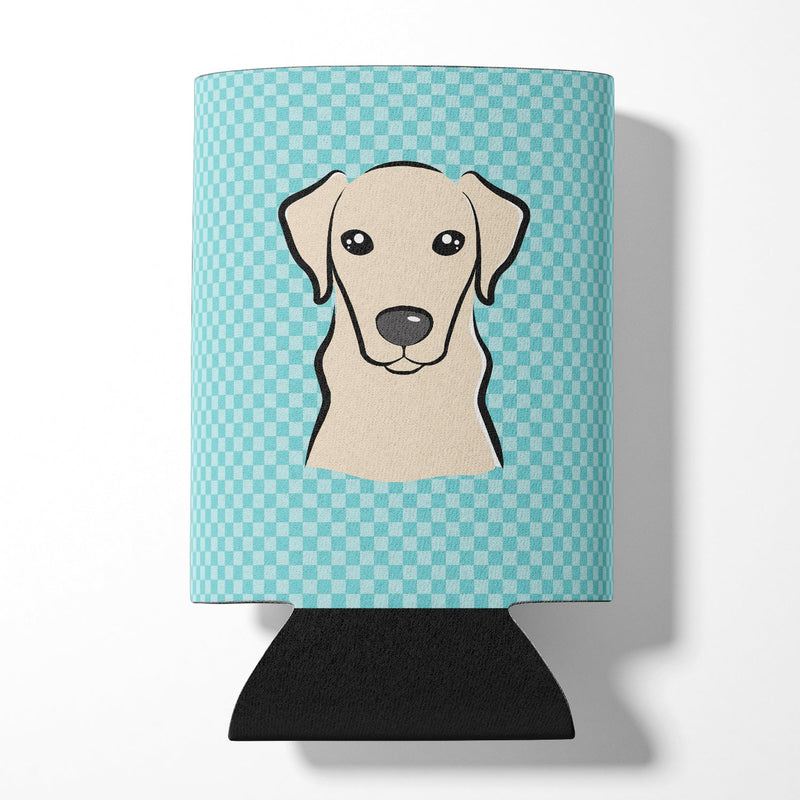 Checkerboard Blue Yellow Labrador Can or Bottle Hugger BB1160CC