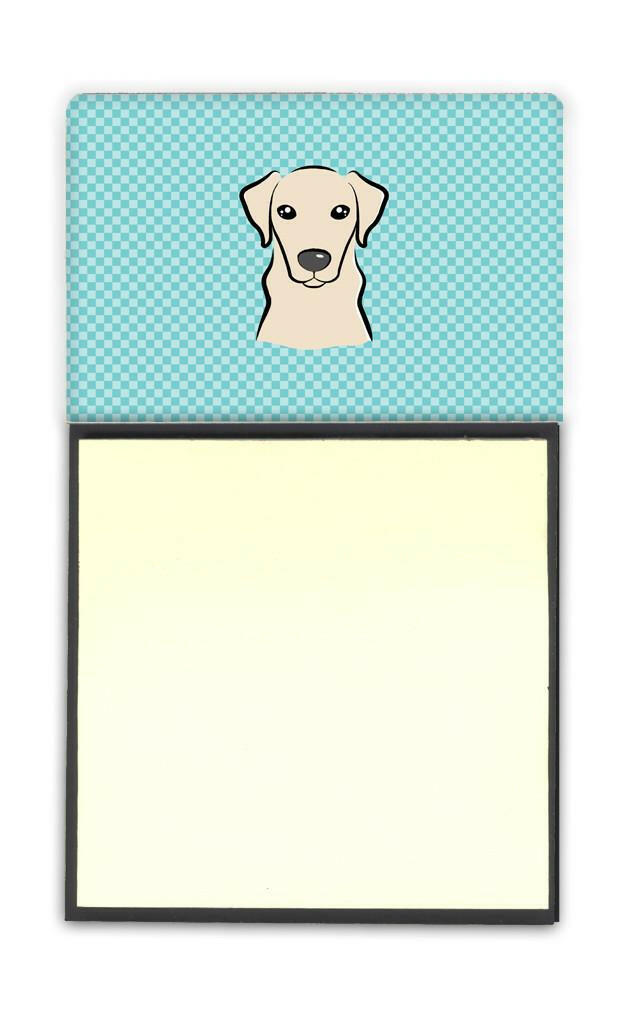 Checkerboard Blue Yellow Labrador Refiillable Sticky Note Holder or Note Dispenser BB1160SN