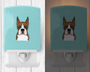 Checkerboard Blue Boxer Ceramic Night Light Compact, UL-Certified, Ideal for Bedroom, Bathroom, Nursery, Hallway, Kitchen, 6x4x3, Multicolor