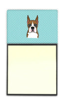 Checkerboard Blue Boxer Watercolor Sticky Note Holder Refillable Dispenser Desk Accessory 3x3 Pad Gift