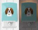 Checkerboard Blue Cavalier Spaniel Ceramic Night Light Compact, UL-Certified, Ideal for Bedroom, Bathroom, Nursery, Hallway, Kitchen, 6x4x3, Multicolor
