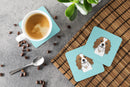 Checkerboard Blue Cavalier Spaniel Foam Coasters Set of 4 Cup Coasters for Indoor Outdoor, Tabletop Protection, Anti Slip, Mouse pad Material