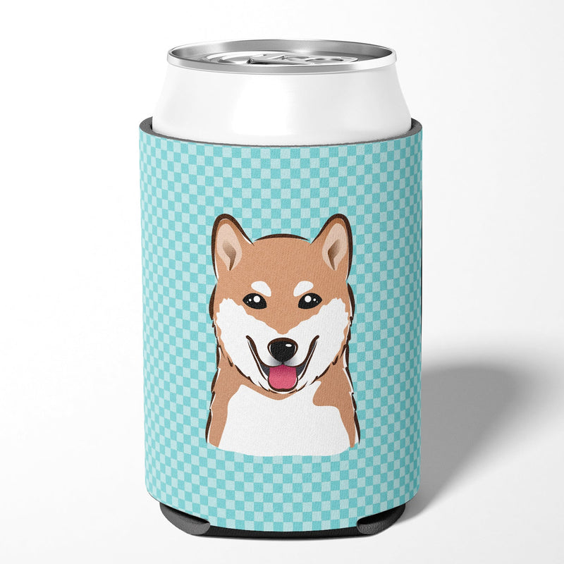 Checkerboard Blue Shiba Inu Can or Bottle Hugger BB1163CC