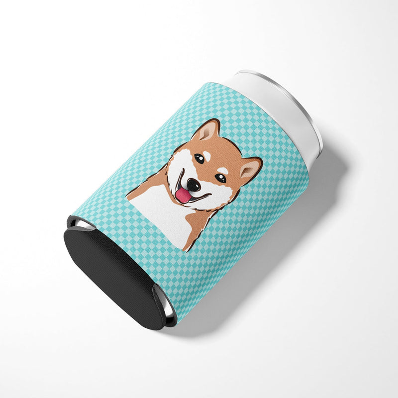 Checkerboard Blue Shiba Inu Can or Bottle Hugger BB1163CC