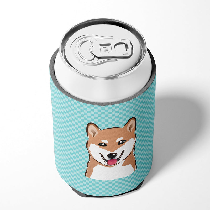 Checkerboard Blue Shiba Inu Can or Bottle Hugger BB1163CC