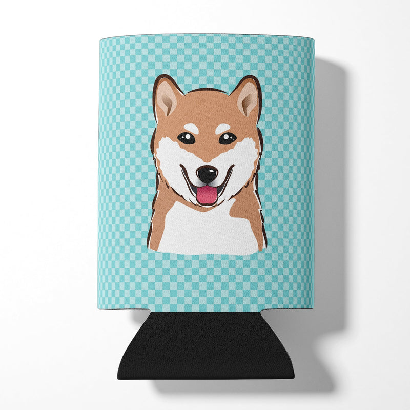 Checkerboard Blue Shiba Inu Can or Bottle Hugger BB1163CC