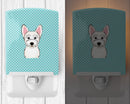 Checkerboard Blue Westie Ceramic Night Light Compact, UL-Certified, Ideal for Bedroom, Bathroom, Nursery, Hallway, Kitchen, 6x4x3, Multicolor