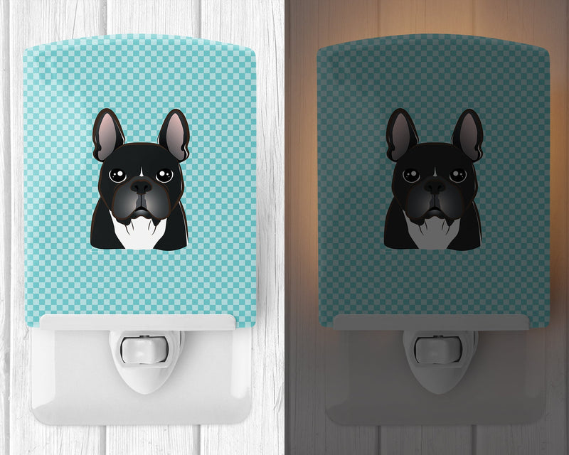 Checkerboard Blue French Bulldog Ceramic Night Light BB1165CNL