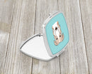 Checkerboard Blue Borzoi Compact Mirror Decorative Travel Makeup Mirror for Women Girls Gifts Pocket Makeup Mirror Folding Handheld