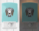 Checkerboard Blue Saluki Ceramic Night Light Compact, UL-Certified, Ideal for Bedroom, Bathroom, Nursery, Hallway, Kitchen, 6x4x3, Multicolor