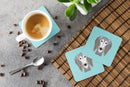 Checkerboard Blue Saluki Foam Coasters Set of 4 Cup Coasters for Indoor Outdoor, Tabletop Protection, Anti Slip, Mouse pad Material