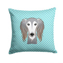 Checkerboard Blue Saluki Decorative Throw Pillow 14x14 Indoor Outdoor Accent Cushion, Fabric Cover with Insert for Sofa, Bed, Porch & Living Room