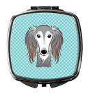 Checkerboard Blue Saluki Compact Mirror Decorative Travel Makeup Mirror for Women Girls Gifts Pocket Makeup Mirror Folding Handheld