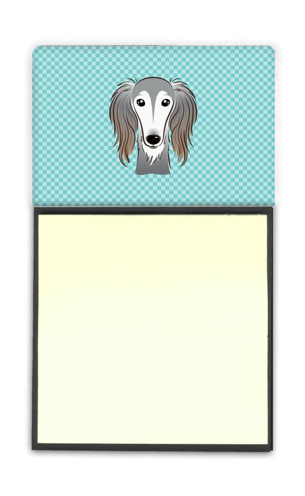 Checkerboard Blue Saluki Refiillable Sticky Note Holder or Note Dispenser BB1167SN