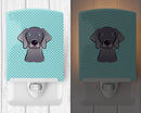 Checkerboard Blue Weimaraner Ceramic Night Light Compact, UL-Certified, Ideal for Bedroom, Bathroom, Nursery, Hallway, Kitchen, 6x4x3, Multicolor