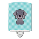 Checkerboard Blue Weimaraner Ceramic Night Light Compact, UL-Certified, Ideal for Bedroom, Bathroom, Nursery, Hallway, Kitchen, 6x4x3, Multicolor