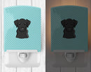 Checkerboard Blue Black Labrador Ceramic Night Light Compact, UL-Certified, Ideal for Bedroom, Bathroom, Nursery, Hallway, Kitchen, 6x4x3, Multicolor