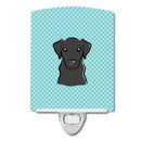Checkerboard Blue Black Labrador Ceramic Night Light Compact, UL-Certified, Ideal for Bedroom, Bathroom, Nursery, Hallway, Kitchen, 6x4x3, Multicolor