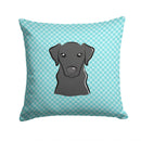 Checkerboard Blue Black Labrador Decorative Throw Pillow 14x14 Indoor Outdoor Accent Cushion, Fabric Cover with Insert for Sofa, Bed, Porch & Living Room