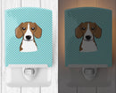 Checkerboard Blue Beagle Ceramic Night Light Compact, UL-Certified, Ideal for Bedroom, Bathroom, Nursery, Hallway, Kitchen, 6x4x3, Multicolor