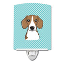Checkerboard Blue Beagle Ceramic Night Light Compact, UL-Certified, Ideal for Bedroom, Bathroom, Nursery, Hallway, Kitchen, 6x4x3, Multicolor