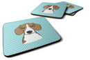 Checkerboard Blue Beagle Foam Coasters Set of 4 Cup Coasters for Indoor Outdoor, Tabletop Protection, Anti Slip, Mouse pad Material