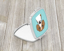 Checkerboard Blue Beagle Compact Mirror Decorative Travel Makeup Mirror for Women Girls Gifts Pocket Makeup Mirror Folding Handheld