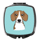 Checkerboard Blue Beagle Compact Mirror Decorative Travel Makeup Mirror for Women Girls Gifts Pocket Makeup Mirror Folding Handheld