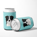 Checkerboard Blue Border Collie Can or Bottle Hugger Cooler Sleeve for Standard 12 oz Cans, Insulated Foam Beer & Soda Can Hugger Reusable