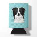 Checkerboard Blue Border Collie Can or Bottle Hugger Cooler Sleeve for Standard 12 oz Cans, Insulated Foam Beer & Soda Can Hugger Reusable
