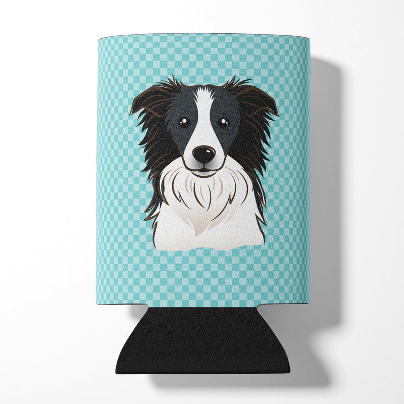 Checkerboard Blue Border Collie Can or Bottle Hugger BB1179CC