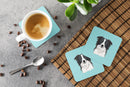 Checkerboard Blue Border Collie Foam Coasters Set of 4 Cup Coasters for Indoor Outdoor, Tabletop Protection, Anti Slip, Mouse pad Material