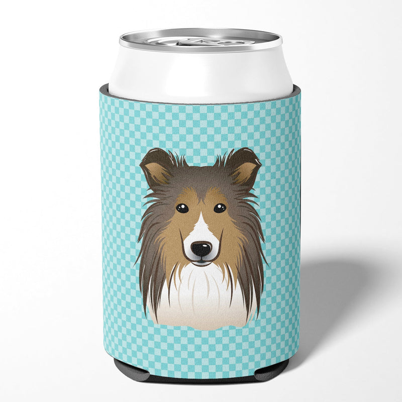 Checkerboard Blue Sheltie Can or Bottle Hugger BB1180CC