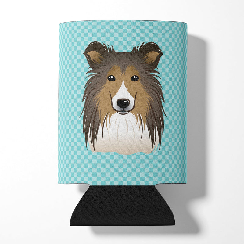 Checkerboard Blue Sheltie Can or Bottle Hugger BB1180CC