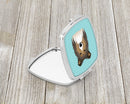 Checkerboard Blue Sheltie Compact Mirror Decorative Travel Makeup Mirror for Women Girls Gifts Pocket Makeup Mirror Folding Handheld