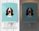 Checkerboard Blue Basset Hound Ceramic Night Light Compact, UL-Certified, Ideal for Bedroom, Bathroom, Nursery, Hallway, Kitchen, 6x4x3, Multicolor