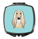 Checkerboard Blue Afghan Hound Compact Mirror Decorative Travel Makeup Mirror for Women Girls Gifts Pocket Makeup Mirror Folding Handheld