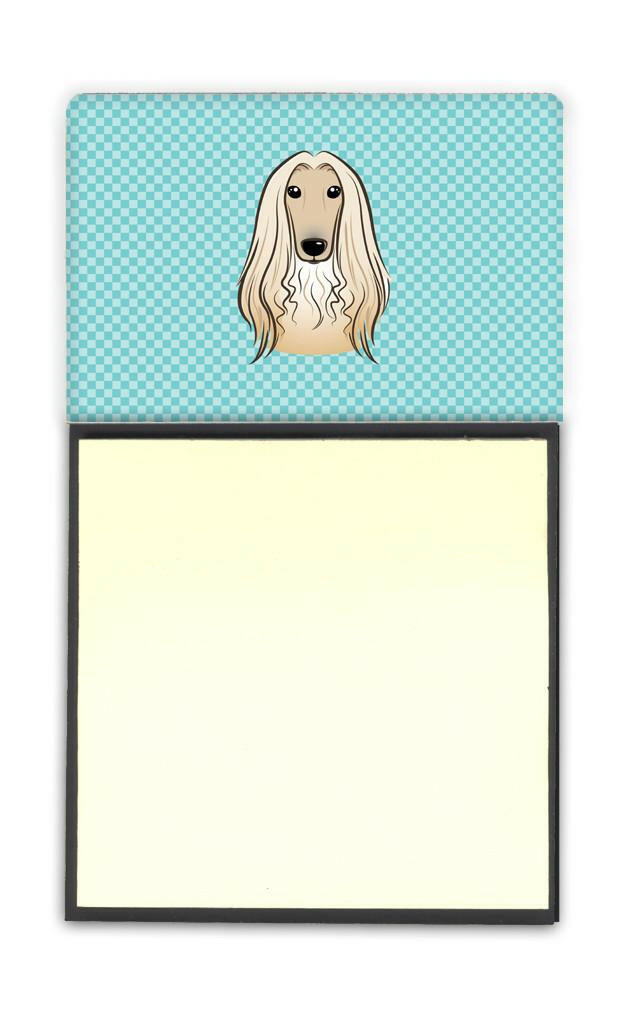 Checkerboard Blue Afghan Hound Refiillable Sticky Note Holder or Note Dispenser BB1182SN