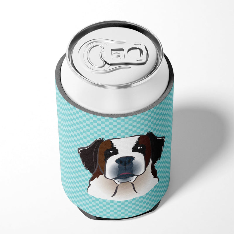 Checkerboard Blue Saint Bernard Can or Bottle Hugger BB1184CC