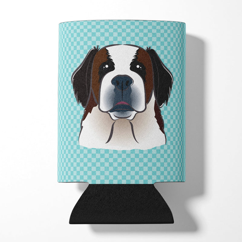 Checkerboard Blue Saint Bernard Can or Bottle Hugger BB1184CC