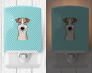 Checkerboard Blue Wire Haired Fox Terrier Ceramic Night Light Compact, UL-Certified, Ideal for Bedroom, Bathroom, Nursery, Hallway, Kitchen, 6x4x3, Multicolor
