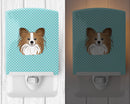 Checkerboard Blue Papillon Ceramic Night Light Compact, UL-Certified, Ideal for Bedroom, Bathroom, Nursery, Hallway, Kitchen, 6x4x3, Multicolor