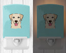 Checkerboard Blue Golden Retriever Ceramic Night Light Compact, UL-Certified, Ideal for Bedroom, Bathroom, Nursery, Hallway, Kitchen, 6x4x3, Multicolor