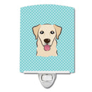 Checkerboard Blue Golden Retriever Ceramic Night Light Compact, UL-Certified, Ideal for Bedroom, Bathroom, Nursery, Hallway, Kitchen, 6x4x3, Multicolor
