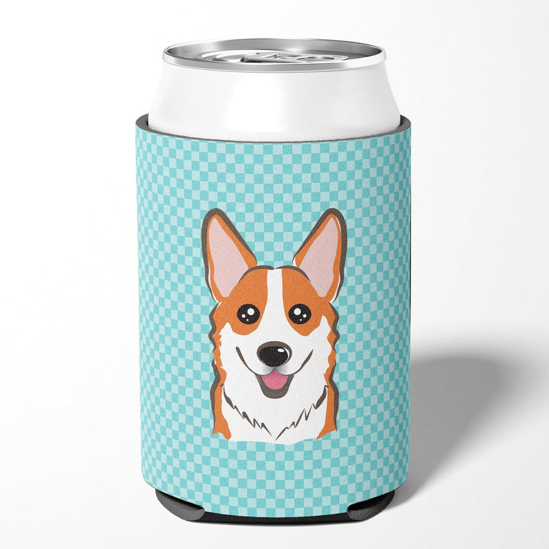 Checkerboard Blue Corgi Can or Bottle Hugger BB1192CC