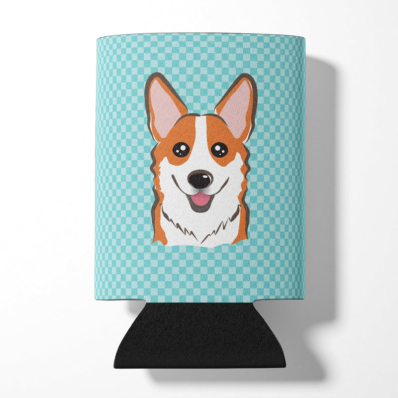 Checkerboard Blue Corgi Can or Bottle Hugger BB1192CC