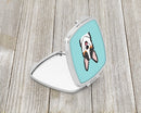 Checkerboard Blue Corgi Compact Mirror Decorative Travel Makeup Mirror for Women Girls Gifts Pocket Makeup Mirror Folding Handheld