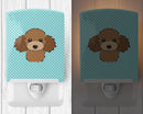 Checkerboard Blue Chocolate Brown Poodle Ceramic Night Light Compact, UL-Certified, Ideal for Bedroom, Bathroom, Nursery, Hallway, Kitchen, 6x4x3, Multicolor