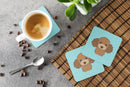 Checkerboard Blue Chocolate Brown Poodle Foam Coasters Set of 4 Cup Coasters for Indoor Outdoor, Tabletop Protection, Anti Slip, Mouse pad Material